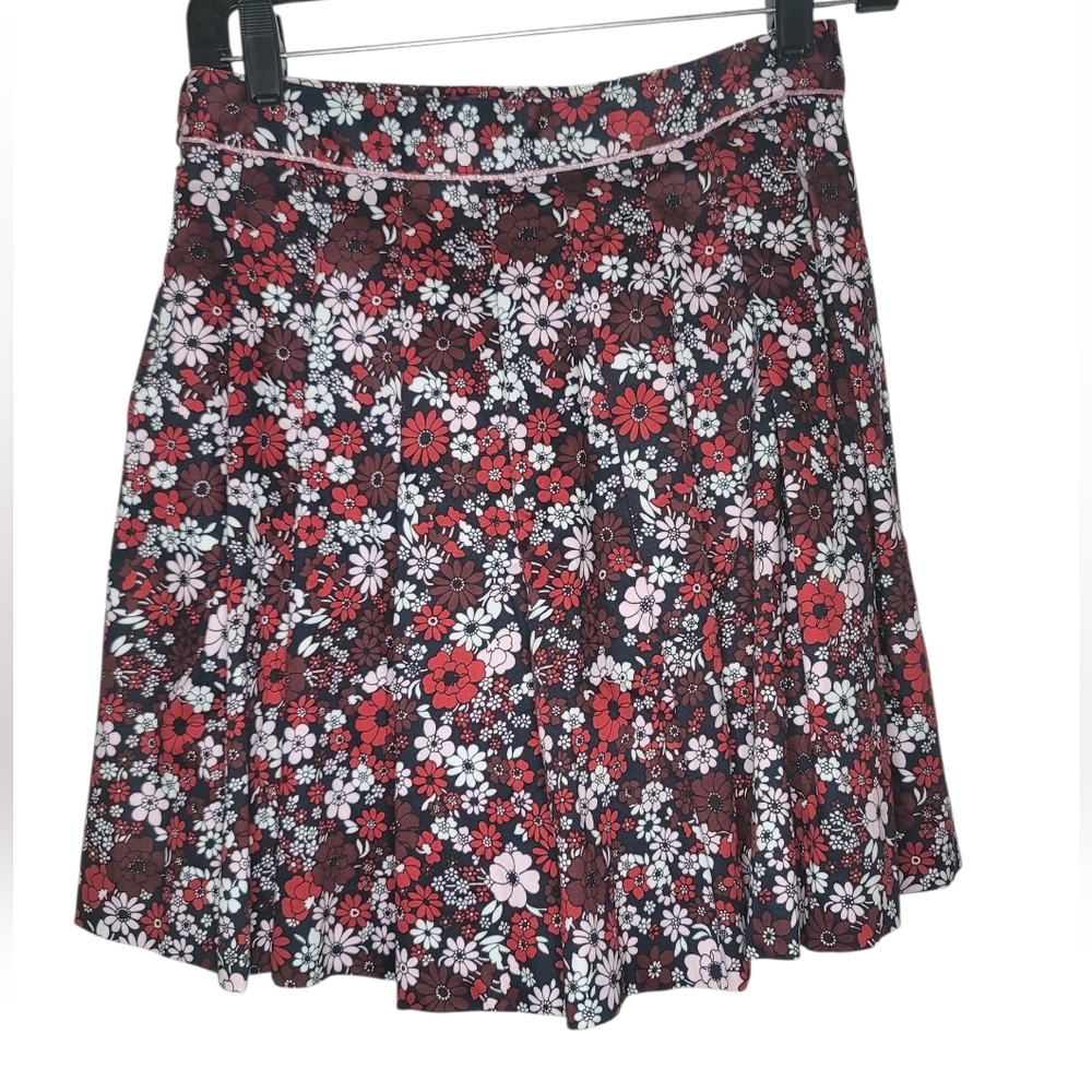 Brooks Brothers Floral A-Line Skirt - Red, White, and Black Size: 14(Girl)